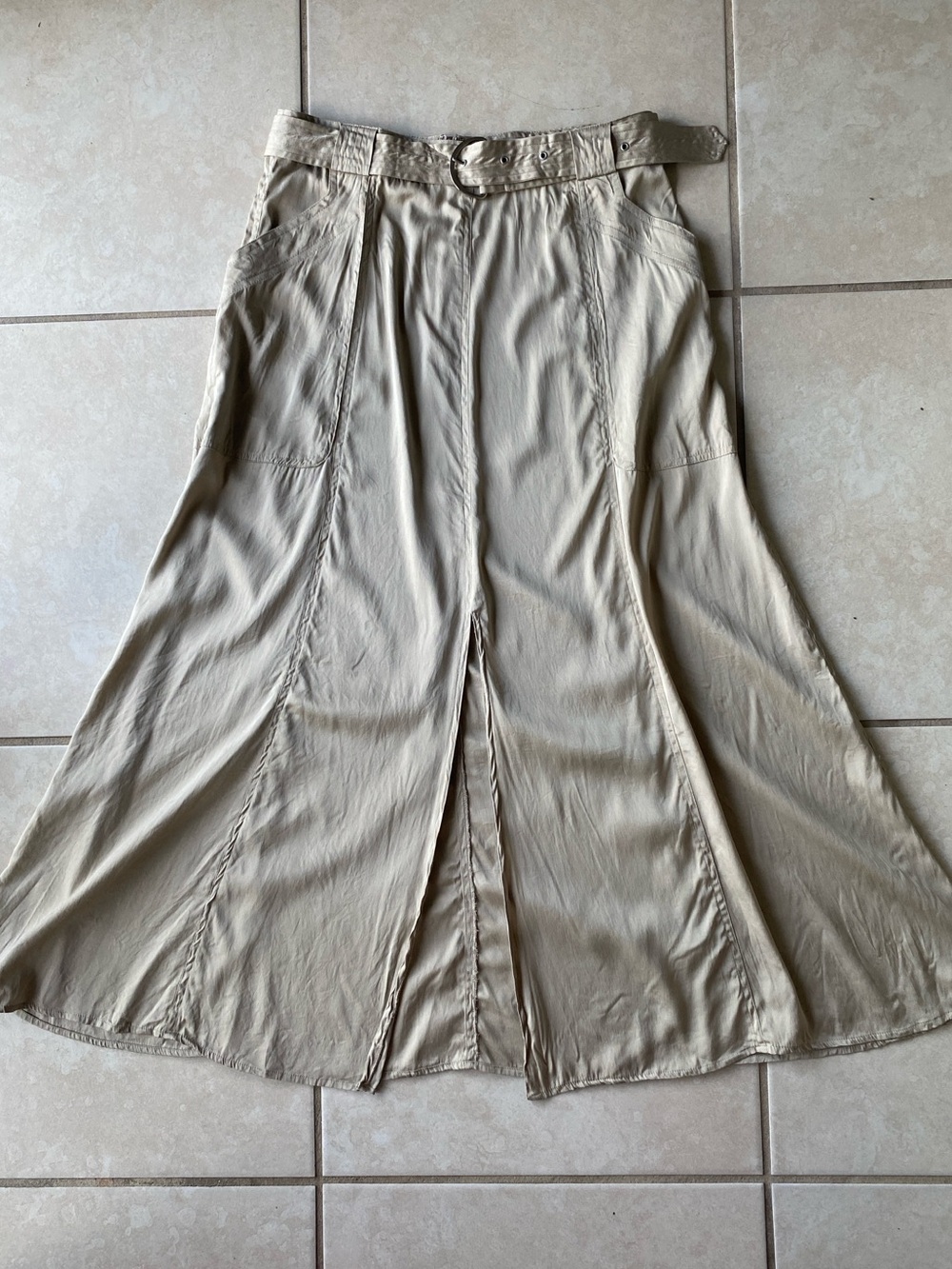 Vintage Fall Y2K Silk Utility Maxi Skirt - Picture 6 of 11
